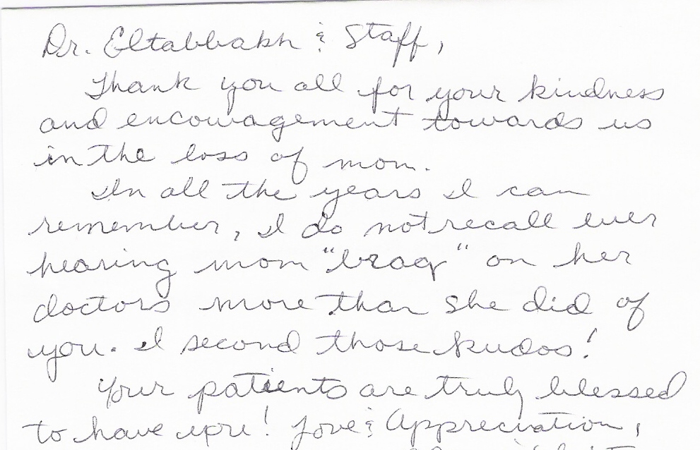 Kind words from our patients